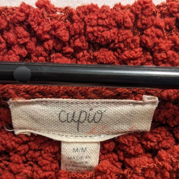 Cupio V Neck Orange Rust color Popcorn Sweater- Size Medium - Picture 5 of 8